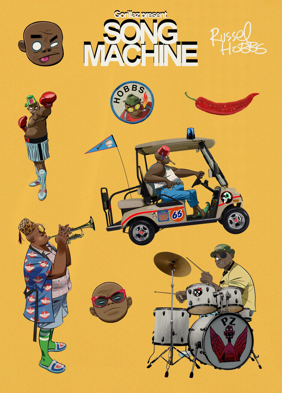 Song Machine Russel Sticker Pack | Gorillaz – Gorillaz | Official Store