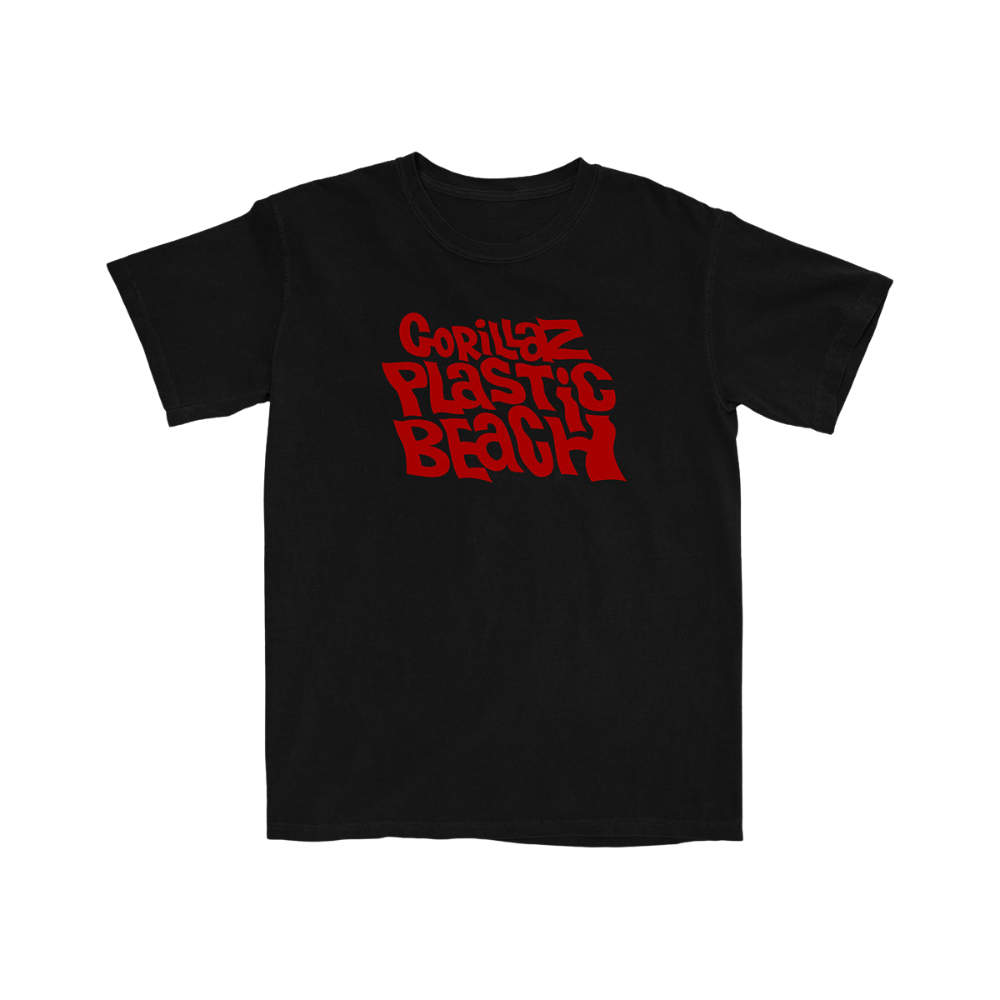 Plastic Beach Black T-Shirt | Gorillaz